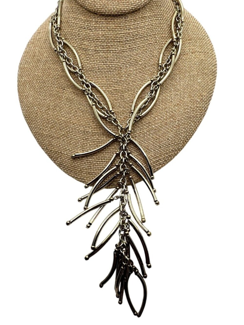 Y2k Brutalist Fringe Y-Drop Necklace Boho Flair Coastal Cowgirl Tribal Statement